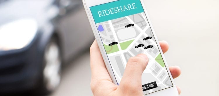 Picture of a rideshare app
